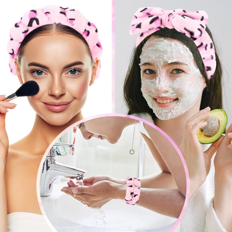 CAVETEE 6 Pack Spa Headband for Washing Face, Makeup Headband for Washing Face, Cute Puffy Bubble Headband Bow Tie Spa Headband with Washing Face Wristband Set for Women Girl - Image 3